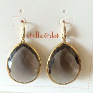 Stella & Dot Serenity stone earrings - Smoky