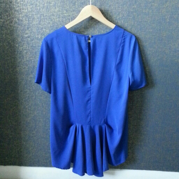 NWT Michael Kors Peplum-Back Top Blue - Picture 2 of 3