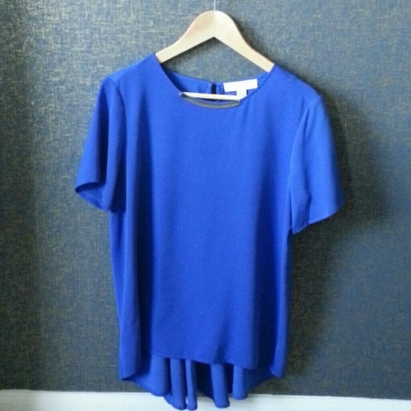 NWT Michael Kors Peplum-Back Top Blue - Picture 3 of 3