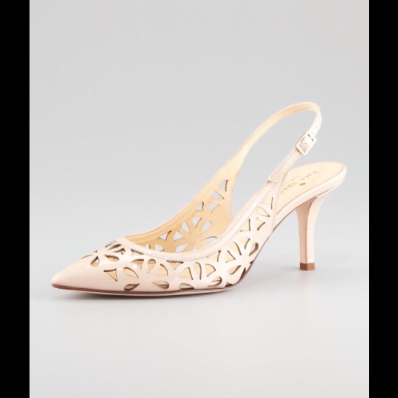 Patent beige Kate Spade sling backs