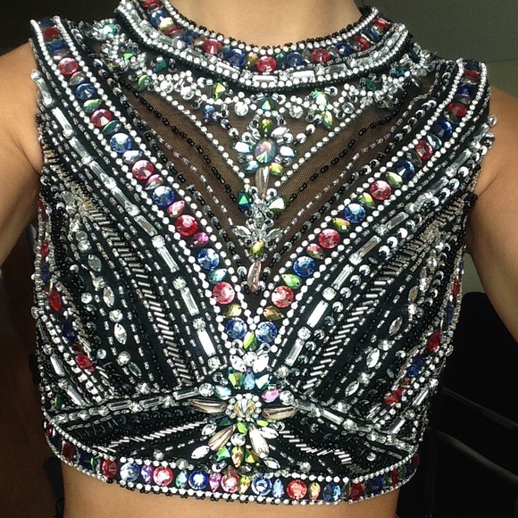 Black two piece prom dress