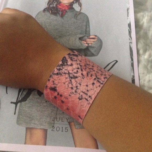 Pink and black phyton leather cuff!