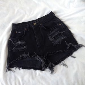 Vintage high rise black denim shorts