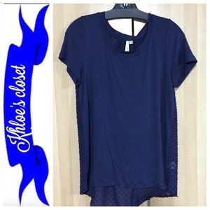 ❌SOLS❌Navy mixed media top