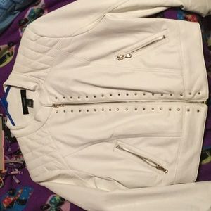 White faux leather jacket