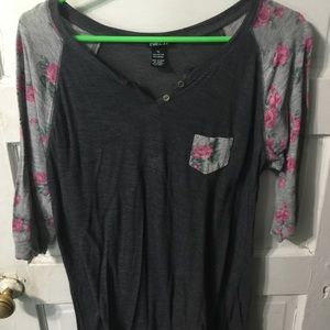Floral baseball tee