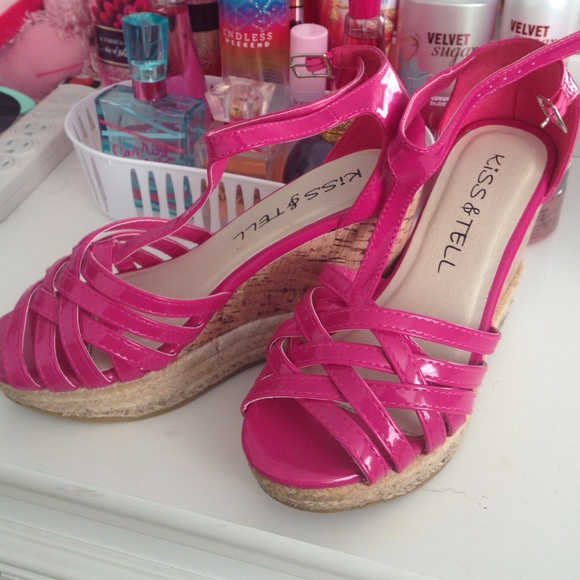 Kiss & Tell Shoes - Hot Pink Wedge Sandals