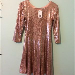 Forever 21 Blush Sequin 3/4 Sleeve Dress (NWT)