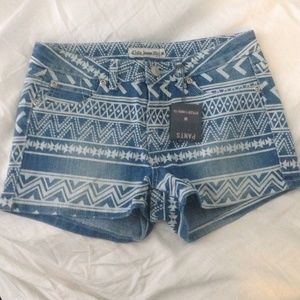 Aztec Print Jean Shorts