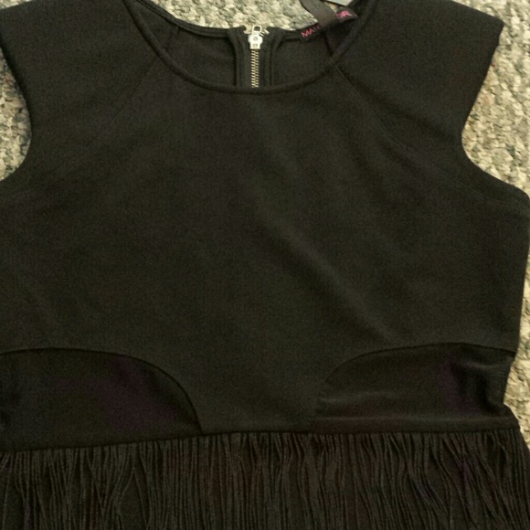 NWT Black dress with fringe - Picture 2 of 4