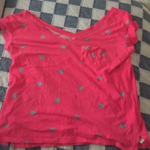 Pink and blue Hollister tee