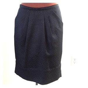 Black silk/wool jacquard animal print skirt