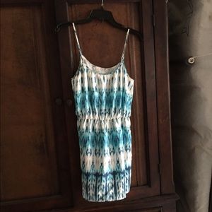 Blue ikat silk dress