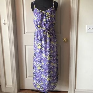 Purple and lime floral maxi dress