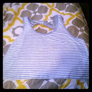 Light blue and white crop top