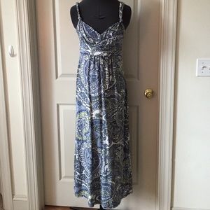 Blue and lime paisley maxi dress