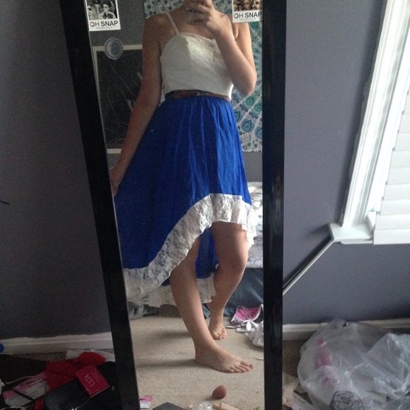 blue and white casual dress