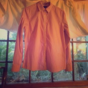 Land's End pink and white button down shirt