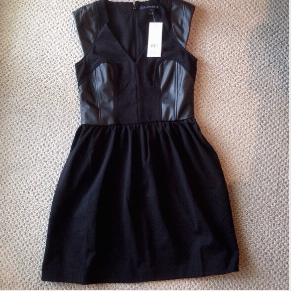 NWT French connection leather and black dress