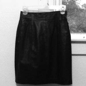 GENUINE LEATHER black pencil skirt