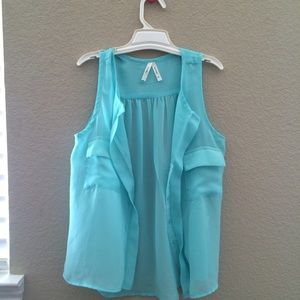 Blue Sheer Button up Tank