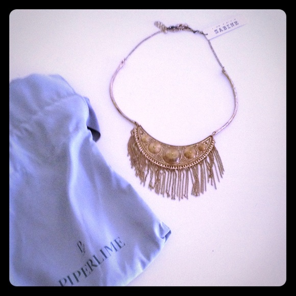 Gold Fringe plate necklace