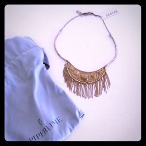 Gold Fringe plate necklace
