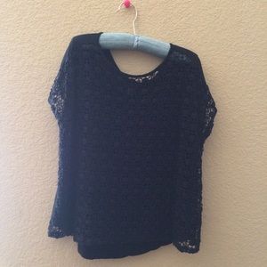 Black patterned lace blouse