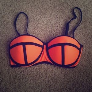 Orange and black bathing suit