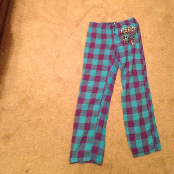 Purple and blue plaid pajama pants