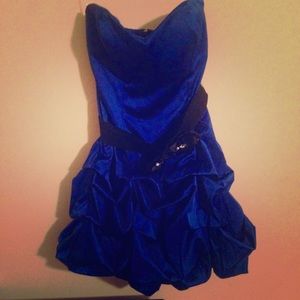 Royal blue strapless dress