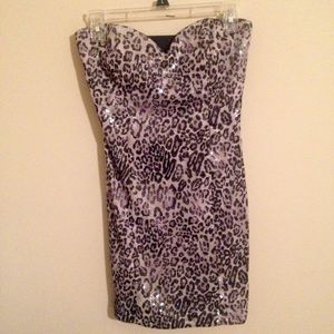Strapless cheetah print dress