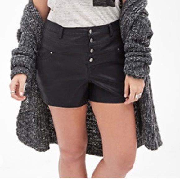 Forever 21 Pants - Forever 21 Fuax Leather High Waisted Shorts 👽