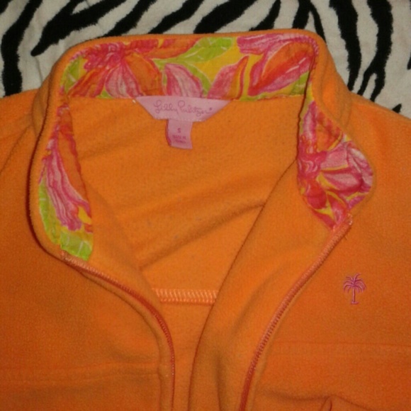 {Sold} RARE! Lilly Pulitzer Orange Fleece Jacket - Picture 2 of 4