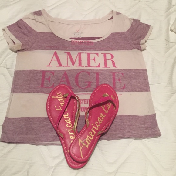 America Eagle sandals 6 and shirt✌️