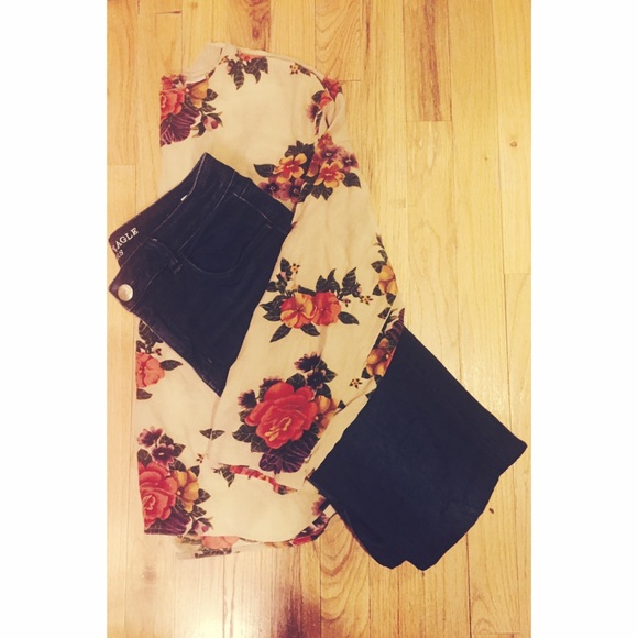 Liz Claiborne Brown Flower-Print Top
