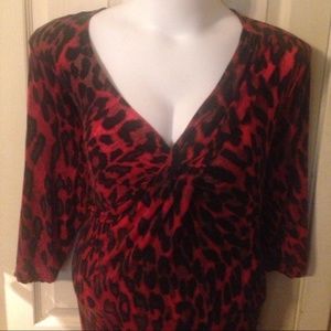 Deep red & black leopard print top