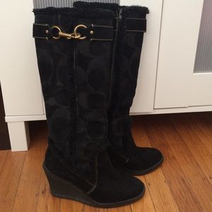 Coach Suede Wedge Boots