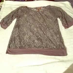 Gray see thru floral top