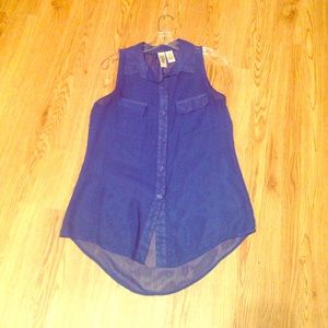 Blue Sleeveless Shirt
