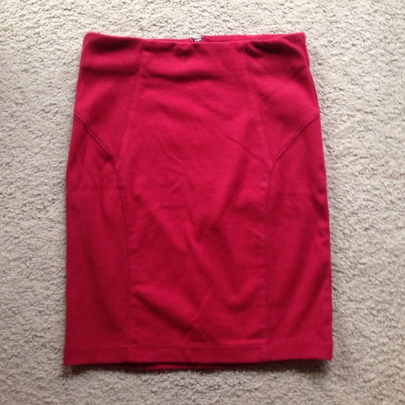 Red pencil skirt
