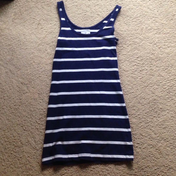 Blue and white striped dress