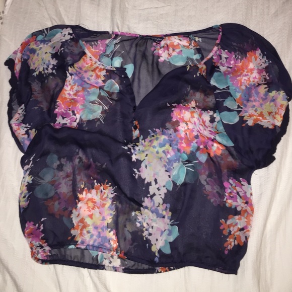 AE Sheer blue floral shirt