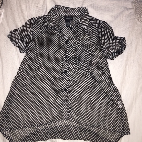 Black & white polka dot button up shirt