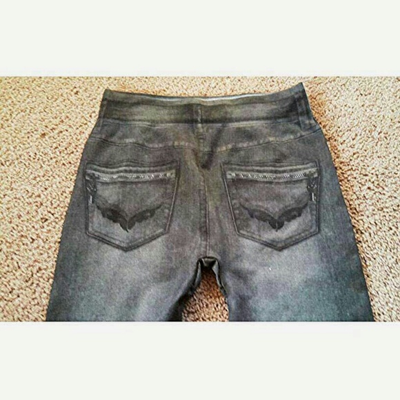 New Acid Wash  Printed Jean Leggings