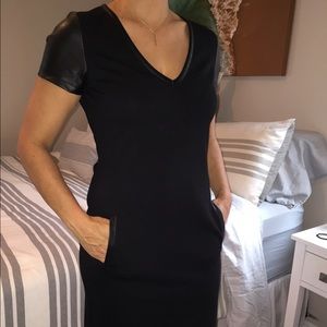 Banana Republic LBD Faux-Leather Trim Shift
