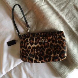 AUTHENTIC Leopard print coach wristlet :)