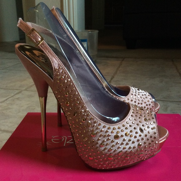Blush Pink Rhinestone Satin Slingbacks size 7