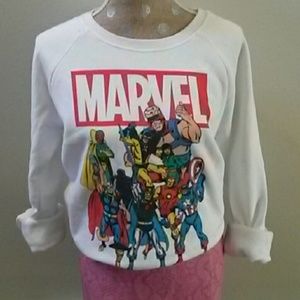 Marvel white crew neck sweatshirt
