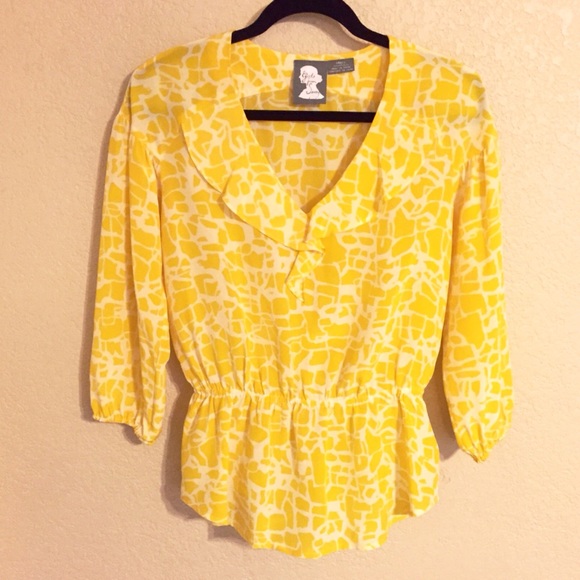 Anthropologie Tops - 💜SALE💜NWOT Girls From Savoy Yellow Silk Blouse